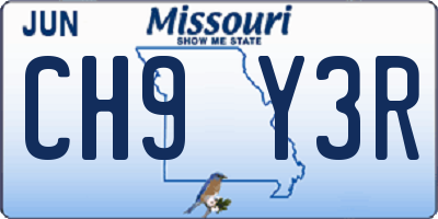 MO license plate CH9Y3R