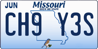 MO license plate CH9Y3S