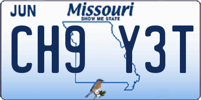 MO license plate CH9Y3T