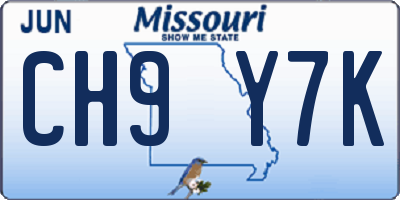 MO license plate CH9Y7K