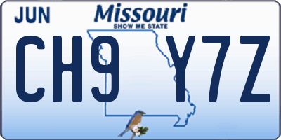 MO license plate CH9Y7Z