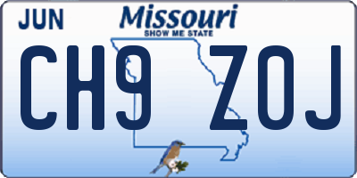 MO license plate CH9Z0J