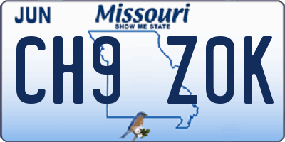 MO license plate CH9Z0K