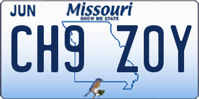 MO license plate CH9Z0Y