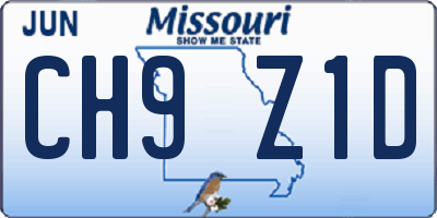 MO license plate CH9Z1D