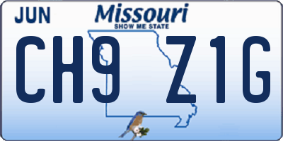 MO license plate CH9Z1G