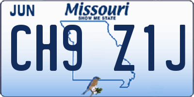 MO license plate CH9Z1J
