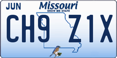 MO license plate CH9Z1X