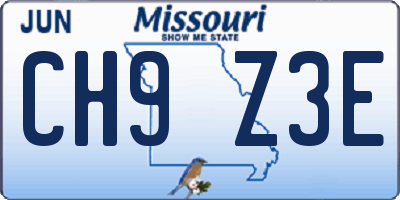 MO license plate CH9Z3E