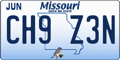 MO license plate CH9Z3N