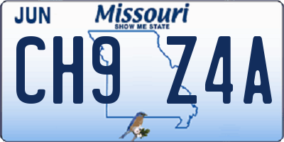MO license plate CH9Z4A