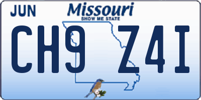 MO license plate CH9Z4I