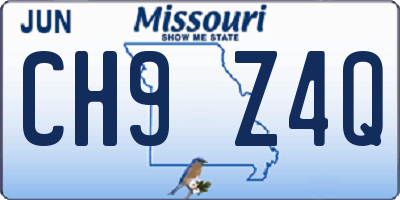 MO license plate CH9Z4Q
