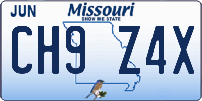 MO license plate CH9Z4X