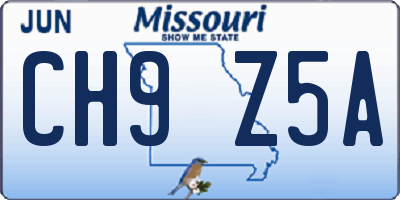 MO license plate CH9Z5A