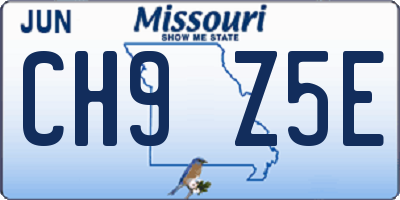 MO license plate CH9Z5E