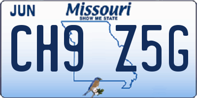 MO license plate CH9Z5G