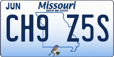 MO license plate CH9Z5S