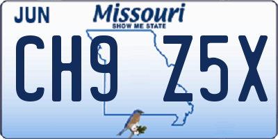 MO license plate CH9Z5X