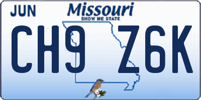 MO license plate CH9Z6K