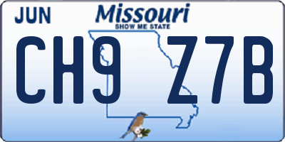 MO license plate CH9Z7B