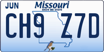 MO license plate CH9Z7D
