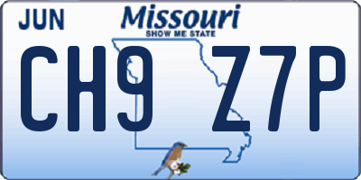 MO license plate CH9Z7P