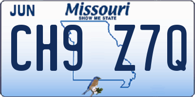 MO license plate CH9Z7Q