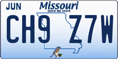 MO license plate CH9Z7W