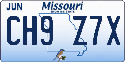 MO license plate CH9Z7X