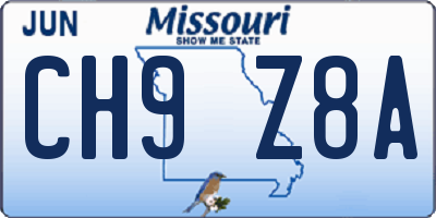 MO license plate CH9Z8A