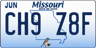 MO license plate CH9Z8F