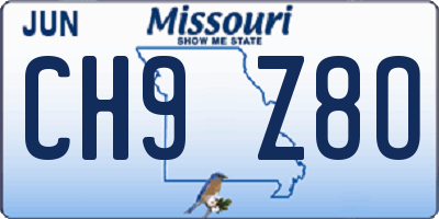 MO license plate CH9Z8O