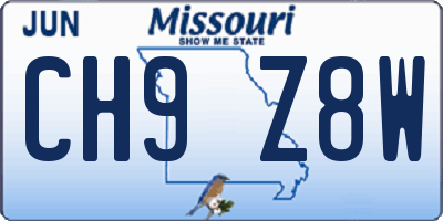 MO license plate CH9Z8W