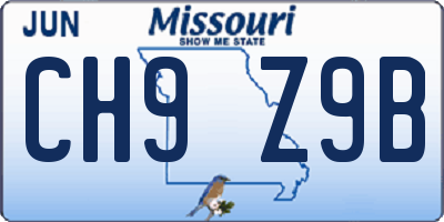 MO license plate CH9Z9B
