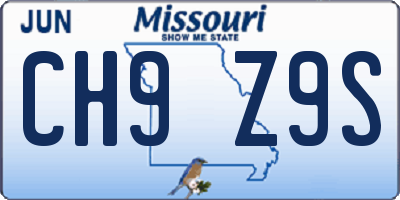MO license plate CH9Z9S
