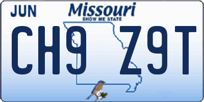 MO license plate CH9Z9T