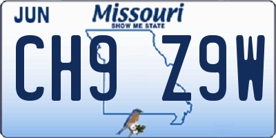 MO license plate CH9Z9W