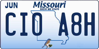 MO license plate CI0A8H