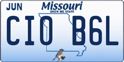 MO license plate CI0B6L