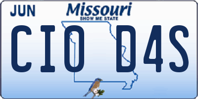 MO license plate CI0D4S