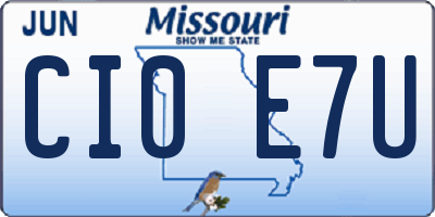 MO license plate CI0E7U