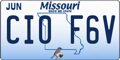 MO license plate CI0F6V
