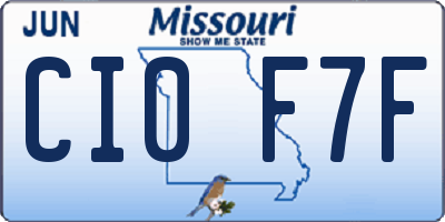 MO license plate CI0F7F