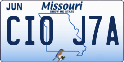 MO license plate CI0J7A