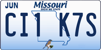 MO license plate CI1K7S