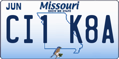 MO license plate CI1K8A