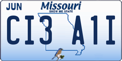 MO license plate CI3A1I