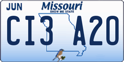 MO license plate CI3A2O