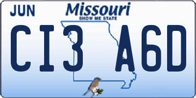MO license plate CI3A6D